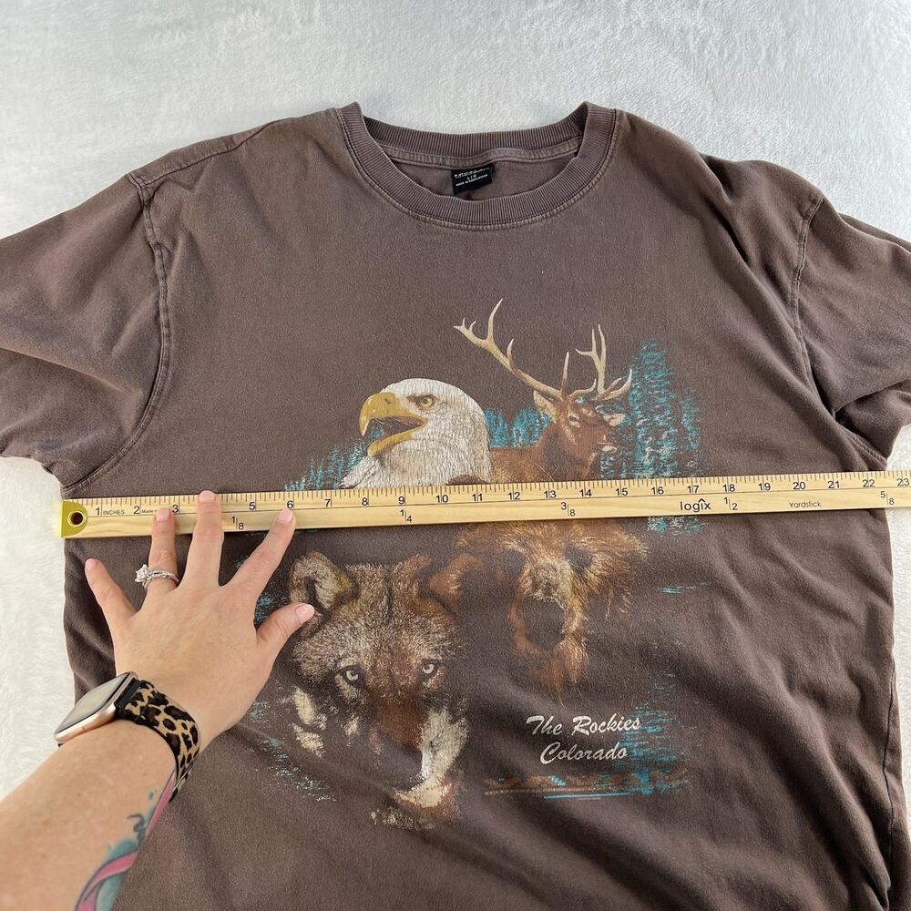 Cotton On L Large T-Shirt Loose Fit The Rockies Colorado Eagle Wolf Bear Grunge - Picture 12 of 15